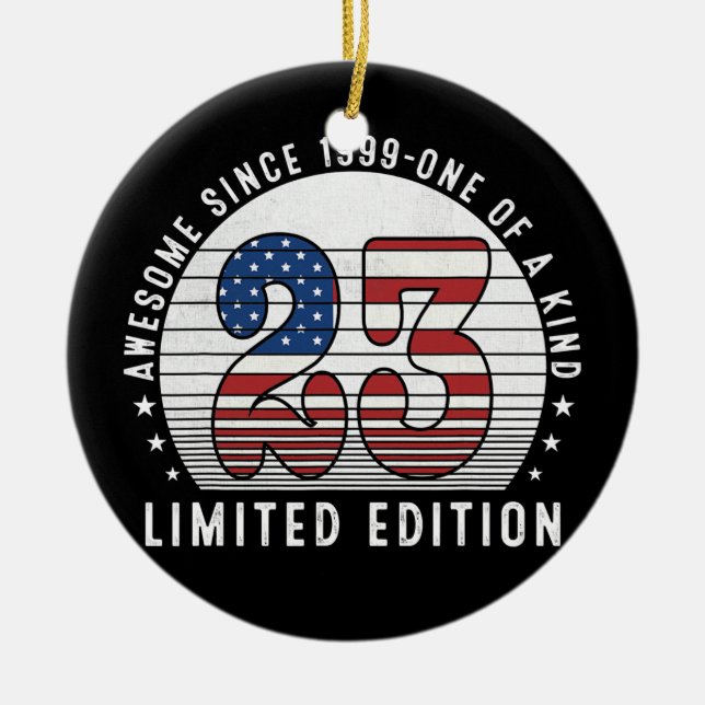 Fantastisk sedan 1999 23 år gammal 23:e födelsedag julgransprydnad keramik (Framsidan)