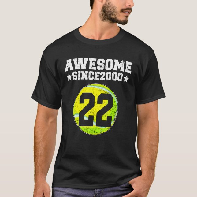 Fantastisk sedan 2000 Tennis 22:a födelsedagen 22  T Shirt (Framsida)
