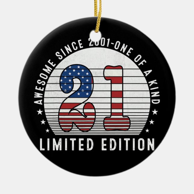 Fantastisk sedan 2001 21 år gammal 21:a födelsedag julgransprydnad keramik (Framsidan)