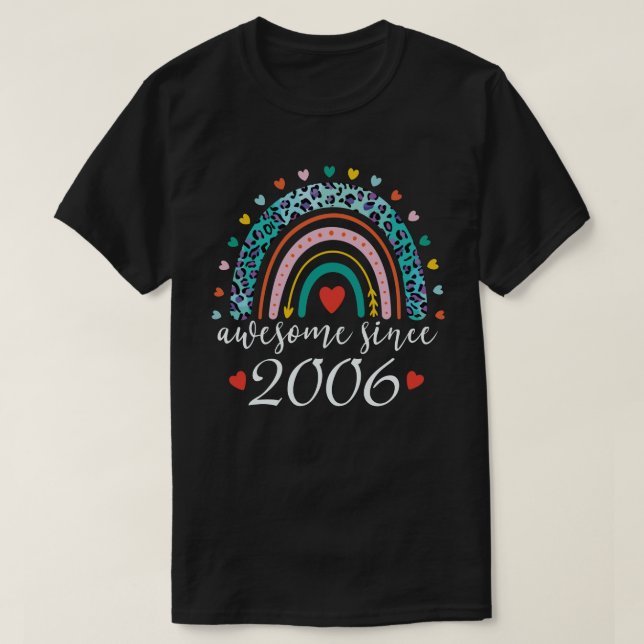 Fantastisk sedan 2006 Regnbåge 16:e födelsedagsgåv T Shirt (Design framsida)