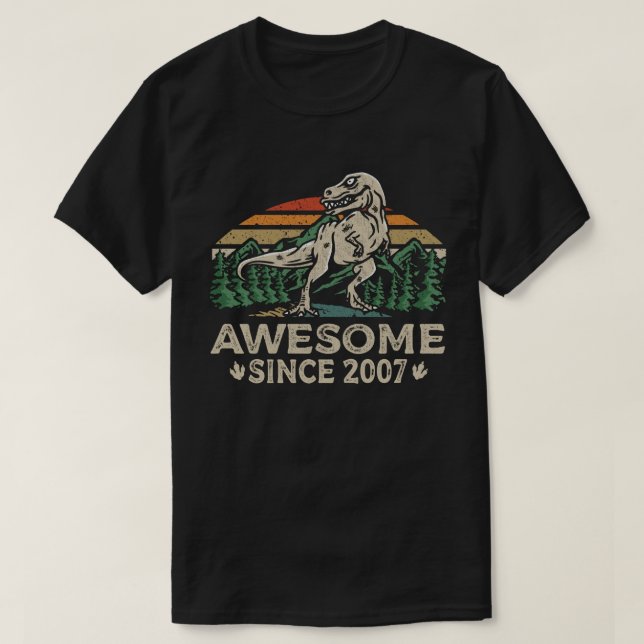 Fantastisk sedan 2007 Dinosaur 16 år 16:e födelsed T Shirt (Design framsida)