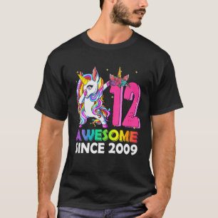 Fantastisk sedan 2009 Dabbing Unicorn 12:e Birthda T Shirt