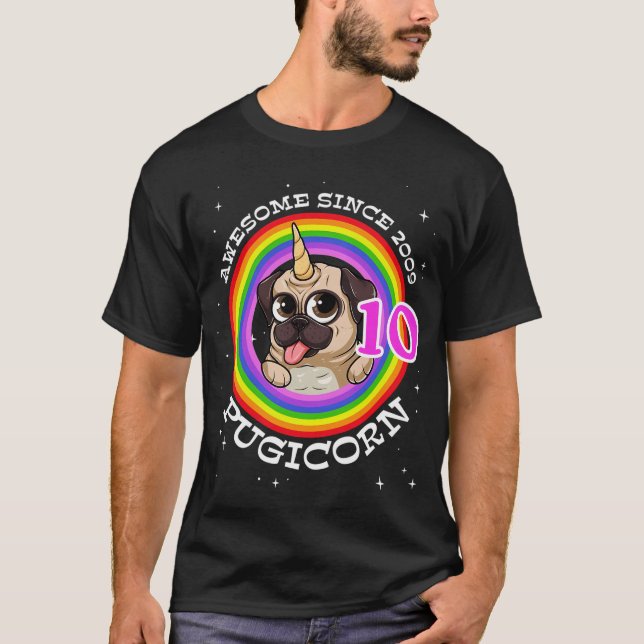 Fantastisk Sedan 2009 Pugicorn T Shirt (Framsida)