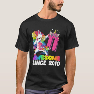 Fantastisk sedan 2010 Dabbing Unicorn 11:e födelse T Shirt
