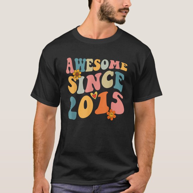 Fantastisk sedan 2015 10 år gamla Retro Groovy 10  T Shirt (Framsida)