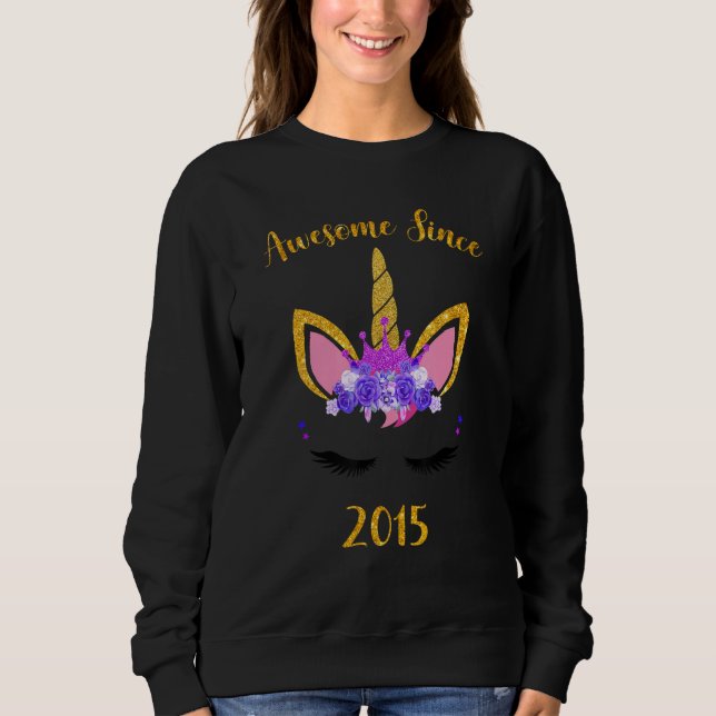 Fantastisk sedan 2015 Unicorn Birthday Girl T Shirt (Framsida)