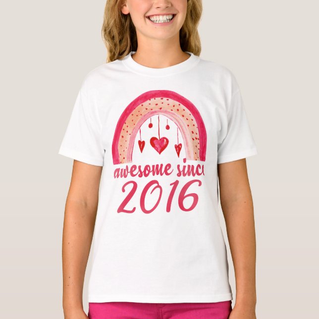Fantastisk sedan 2016: Regnbåge 6e födelsedag T Shirt (Framsida)