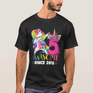 Fantastisk sedan 2017 Dabbing Unicorn 5th Birthday T Shirt