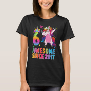 Fantastisk sedan 2017 Dabbing Unicorn 6e Birthday  T Shirt