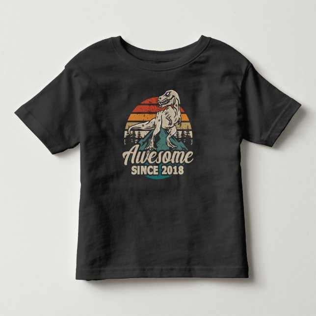 Fantastisk Sedan 2018 Dinosaurie 5 Års 5-årsdag T Shirt (Framsida)