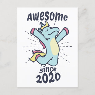 Fantastisk Sedan 2020 - Barn Födelsedag Enhörning Vykort
