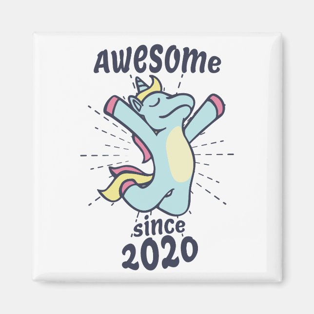 Fantastisk sedan 2020 - Barns födelsedag Unicorn Magnet (Framsidan)