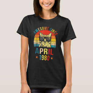 Fantastisk Sedan April 1980 42-årsdag Katt T Shirt