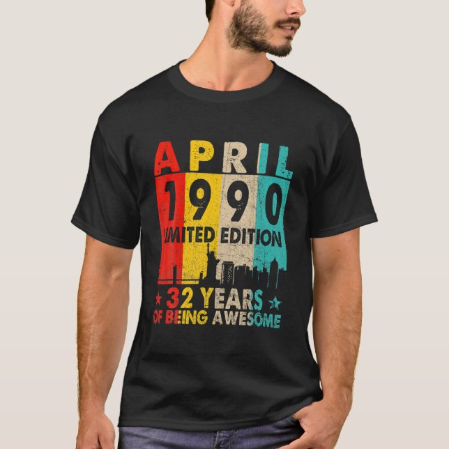 Fantastisk sedan april 1990: 32:e födelsedag Vinta T Shirt (Framsida)