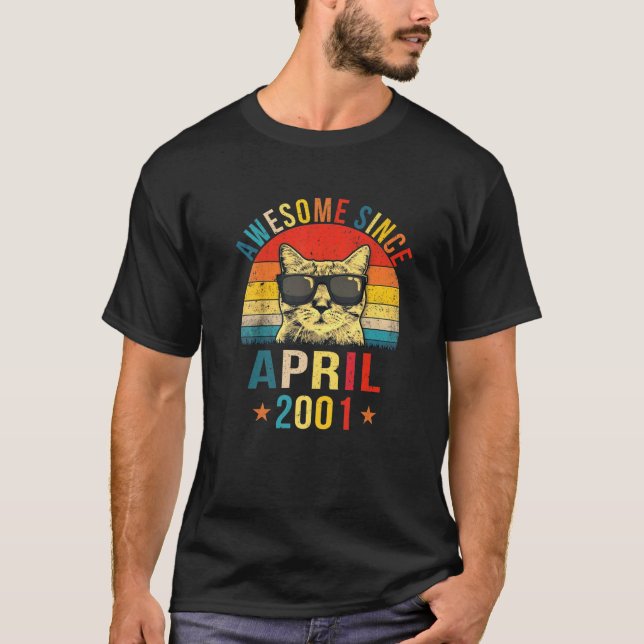 Fantastisk sedan april 2001 21St Birthday Gift Cat T Shirt (Framsida)