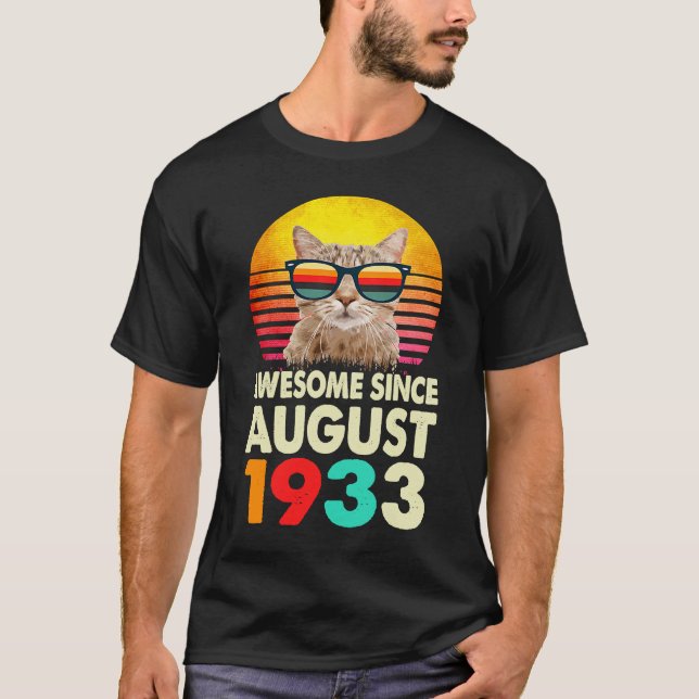 Fantastisk sedan augusti 1933 90:e födelsedagsdage t shirt (Framsida)