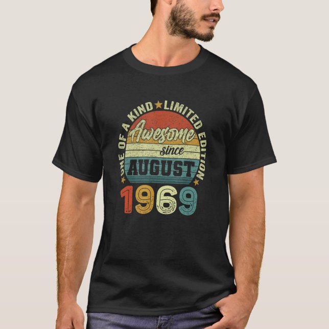 Fantastisk sedan augusti 1969 53:e födelsedagen t shirt (Framsida)