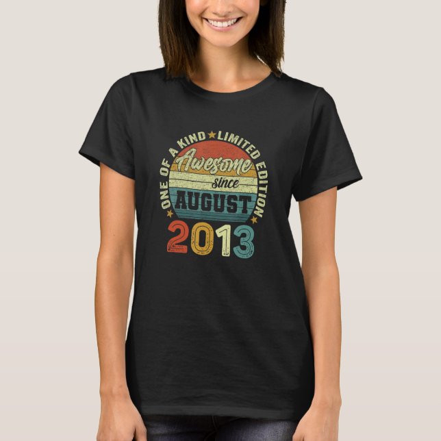 Fantastisk sedan augusti 2013 9:e födelsedagen t shirt (Framsida)