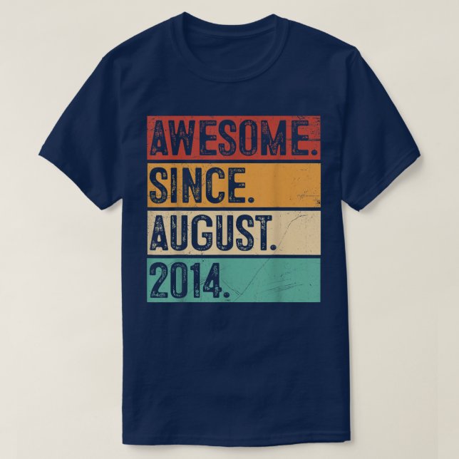 Fantastisk sedan augusti 2014 8:e födelsedagspress t shirt (Design framsida)