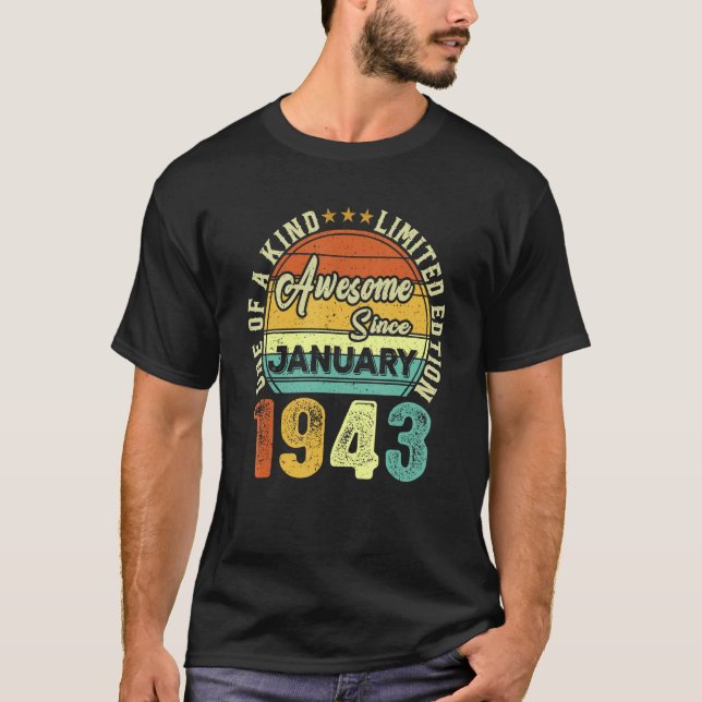 Fantastisk sedan januari 1943 80 födelsedagar 80 å t shirt (Framsida)