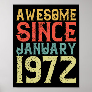 Fantastisk sedan januari 1972 Vintage Retro Birthd Poster