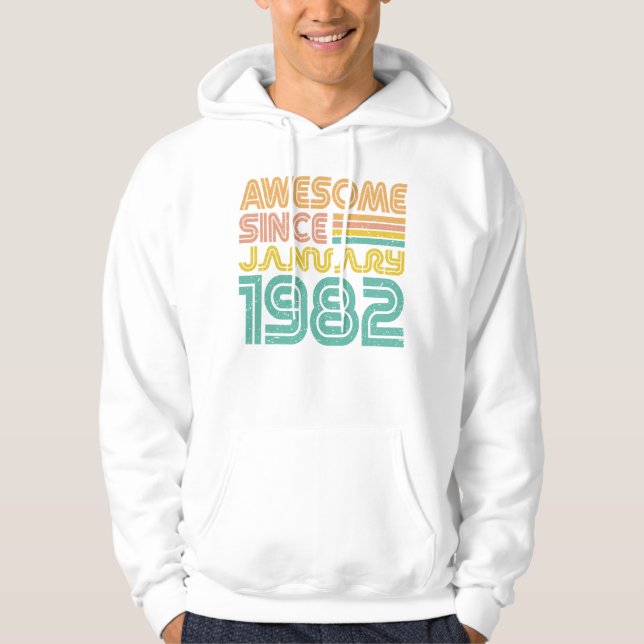 Fantastisk sedan januari 1982, födelsedagen hoodie (Framsida)