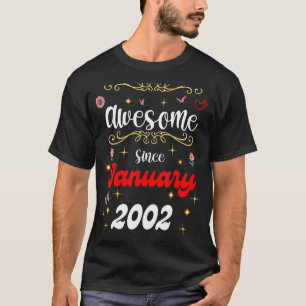 Fantastisk sedan januari 2002 års födelsedag Blomm T Shirt