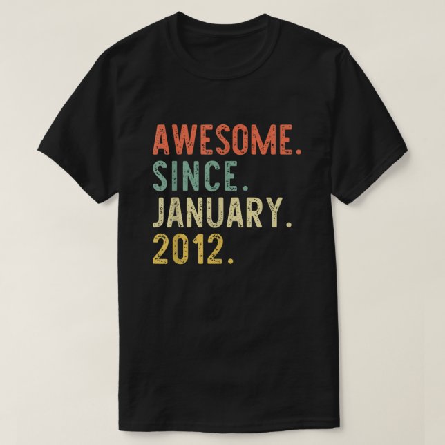 Fantastisk sedan januari 2012 9:e gåvsdagen 9 år t shirt (Design framsida)