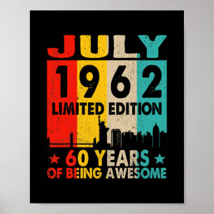 Fantastisk sedan juli 1962 60:e födelsedag Vintage Poster