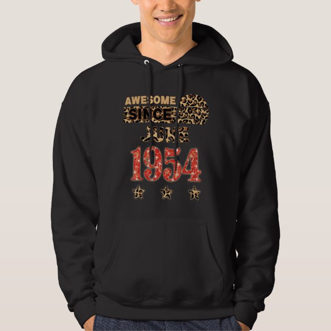 Fantastisk sedan juni 1954 Leopard Birthday juni 1 Hoodie (Framsida)