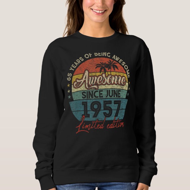 Fantastisk sedan juni 1957 65 år gammal 65 födelse t shirt (Framsida)