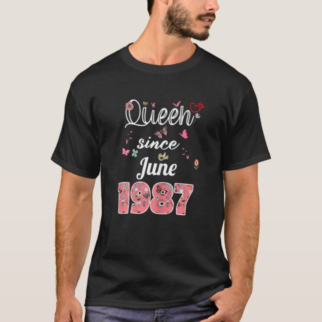 Fantastisk sedan juni 1987 Blommor 1987 juni födel T Shirt (Framsida)