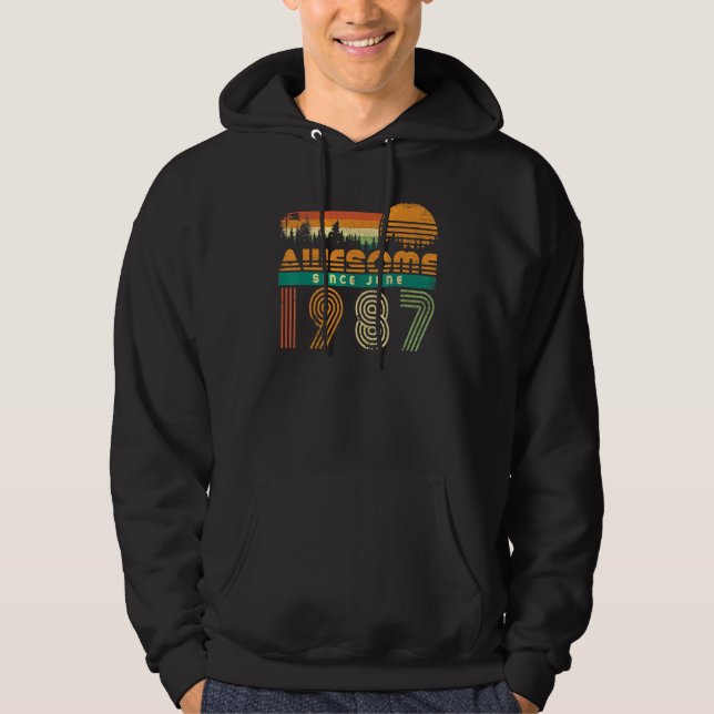 Fantastisk Sedan Juni 1987 Födelsedag Född Månad M Hoodie (Framsida)