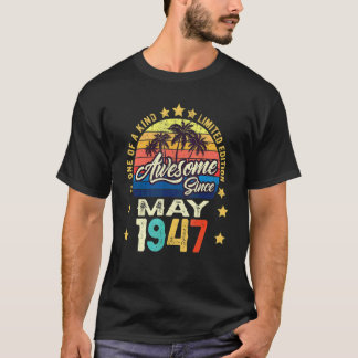 Fantastisk sedan maj 1947 Vintage 75:e födelsedag T Shirt