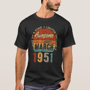 Fantastisk sedan mars 1951 Vintage 71:e födelsedag T Shirt