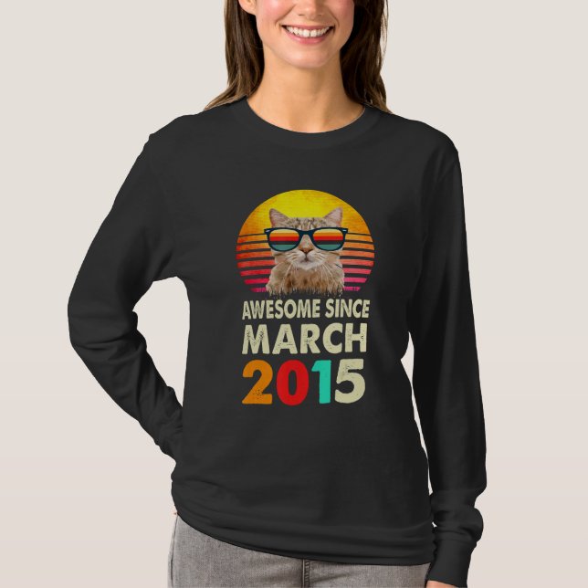Fantastisk sedan mars 2015 8th Birthday Gift Cat L T Shirt (Framsida)