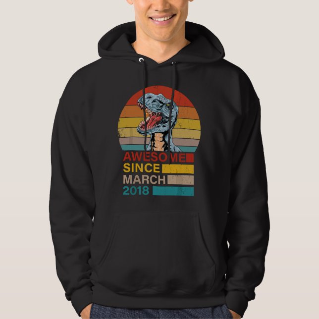 Fantastisk sedan mars 2018 dinosaurie 3 år födelse hoodie (Framsida)