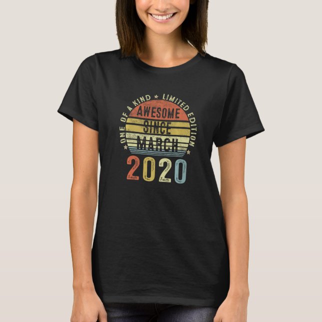 Fantastisk sedan mars 2020 3 år gammal 3:e födelse t shirt (Framsida)