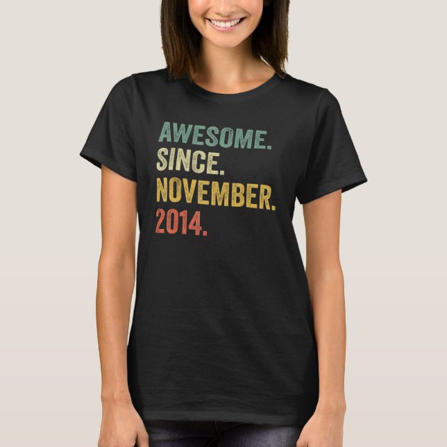 Fantastisk sedan november 2014 8 Födelsedag 8 år O T Shirt (Framsida)