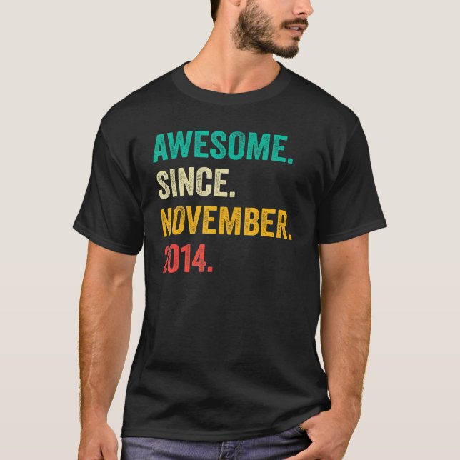 Fantastisk sedan november 2014 8 Födelsedag 8 år O T Shirt (Framsida)