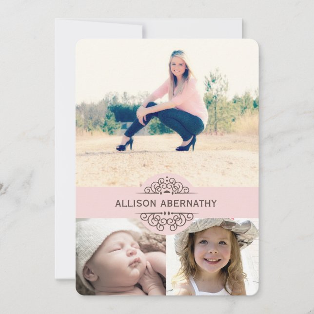 Fantastisk sedan och nu foto-Studentfest| Rosa Inbjudningar (Framsida)