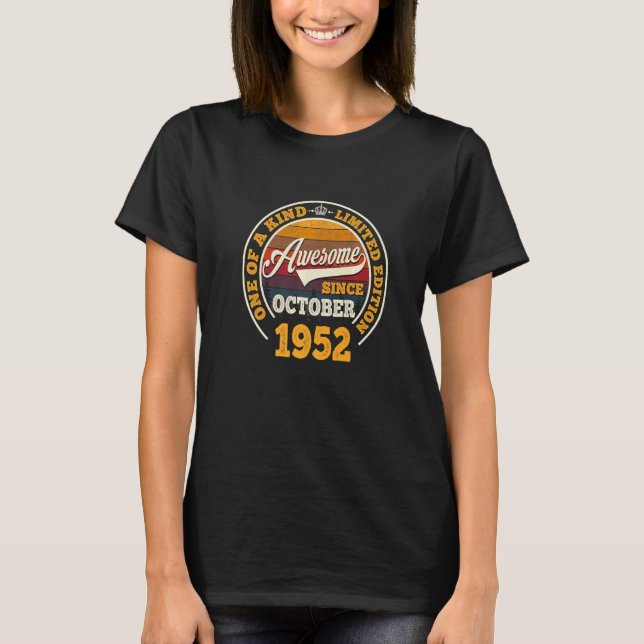 Fantastisk sedan oktober 1952 70:e födelsedagen 70 t shirt (Framsida)