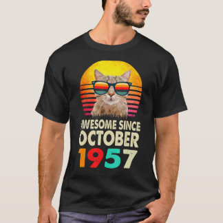 Fantastisk sedan oktober 1957 65e Födelsedag Cat V T Shirt