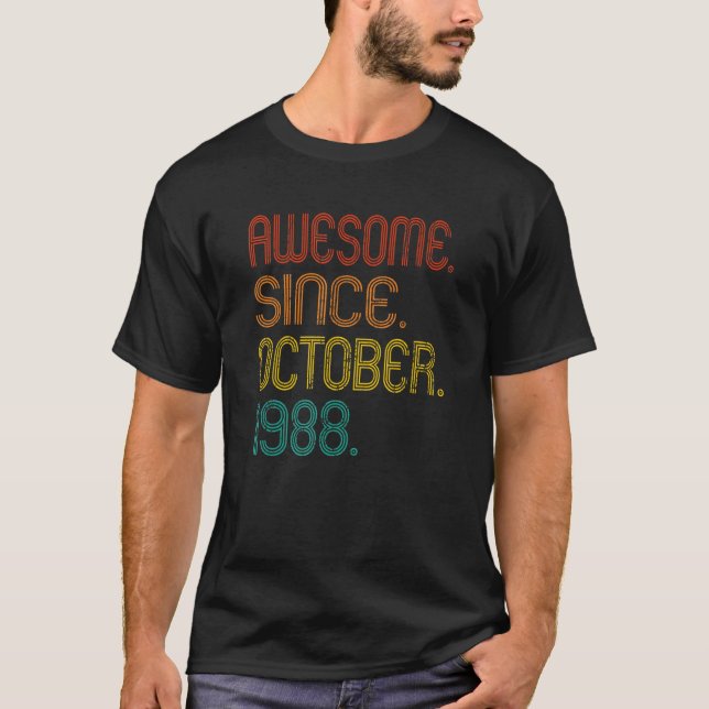Fantastisk sedan oktober 1988 Retro 34 år gammal 3 T Shirt (Framsida)