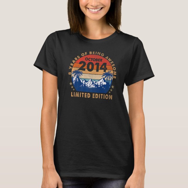 Fantastisk sedan oktober 2014 8 år gammal 8:e föde t shirt (Framsida)