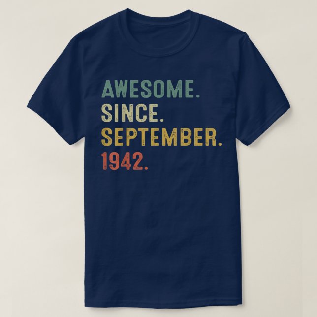 Fantastisk sedan september 1942 80:e födelsedagspr t shirt (Design framsida)