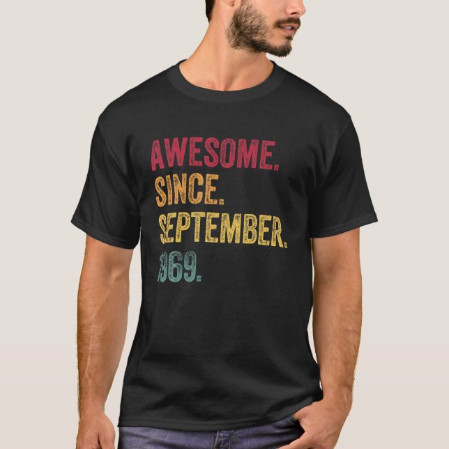 Fantastisk sedan september 1969 52:e födelsedagsgi t shirt (Framsida)