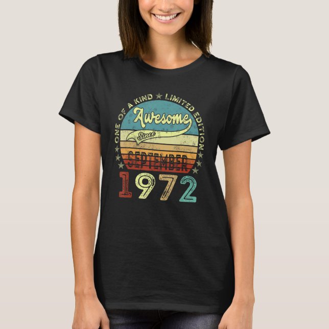 Fantastisk sedan september 1972 50:e födelsedagen  t shirt (Framsida)