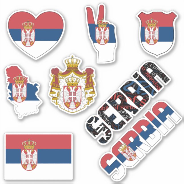 Fantastisk Serbiens nationella symboler Klistermärken (Framsida)