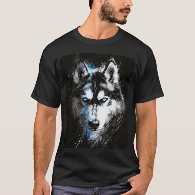 Fantastisk sibirisk husky varghund vacker varg t shirt (Framsida)